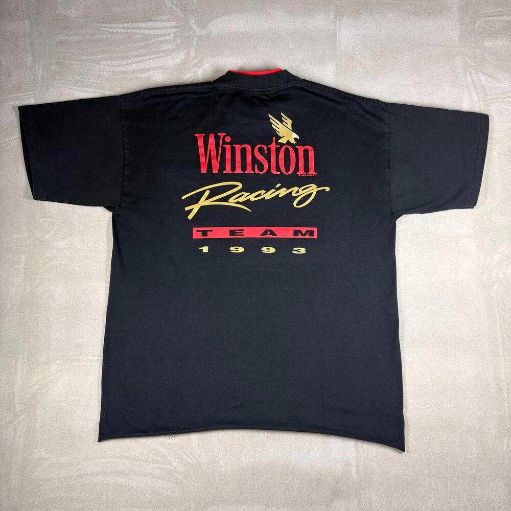 Vintage 1993 Winston Racing Team Pocket T Shirt Black NASCAR Single Stitch USA‎